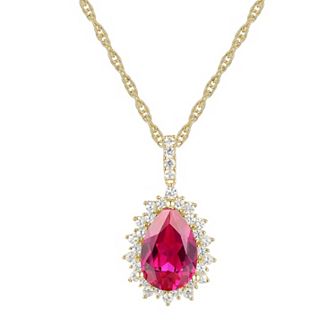 14k Gold Over Silver Lab-Created Ruby Pendant