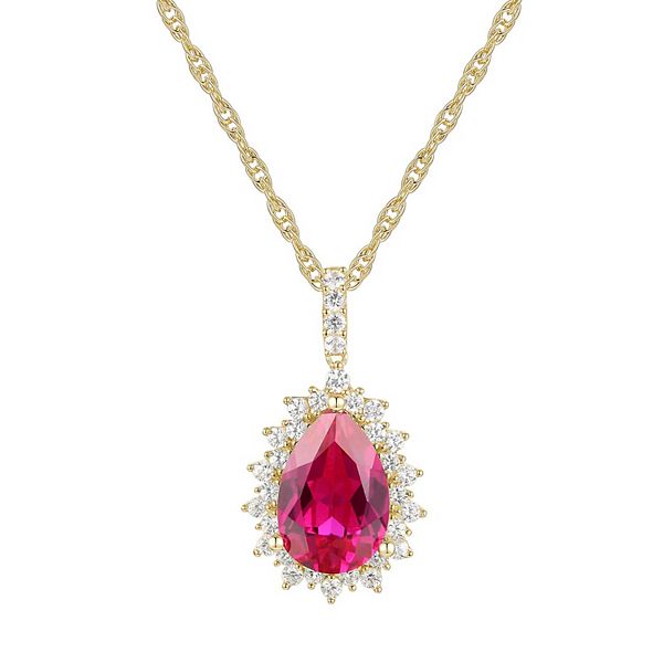 14k Gold Over Silver LabCreated Ruby Pendant