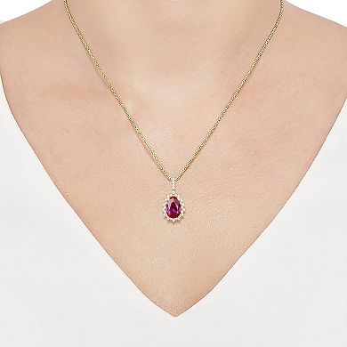 14k Gold Over Silver Lab-Created Ruby Pendant