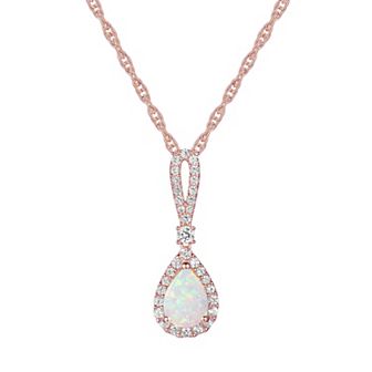 14k Rose Gold Over Silver Lab-Created Opal Pendant