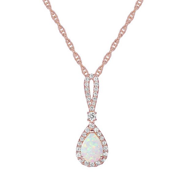 MASTERPIECE 14k Rose Gold Over Silver Lab-Created Opal Pendant