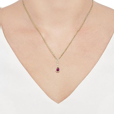 MASTERPIECE 14k Gold Over Silver Lab-Created Ruby Pendant