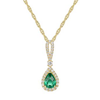 MASTERPIECE 14k Gold Over Silver Lab-Created Emerald Pendant