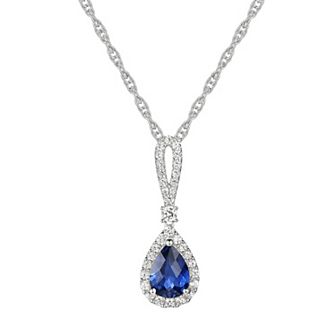 Sterling Silver Lab-Created Sapphire Pendant