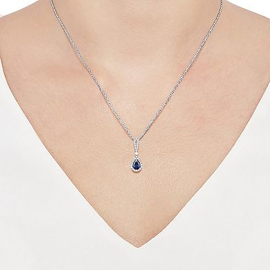 Sterling Silver Lab-Created Sapphire Pendant