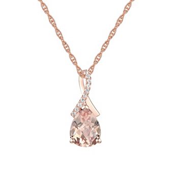 14k Rose Gold Over Silver Lab-Created Morganite Pendant