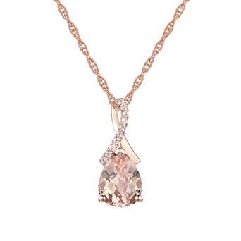 MASTERPIECE 14k Rose Gold Over Silver Lab-Created Morganite Pendant