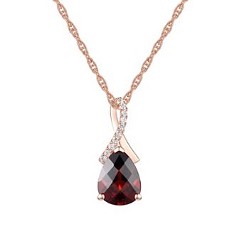 14k Rose Gold Over Silver Garnet Pendant