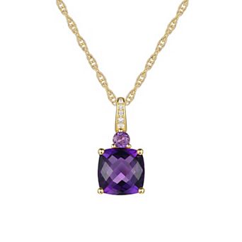 MASTERPIECE 14k Gold Over Silver Cushion-Cut Amethyst Pendant Necklace