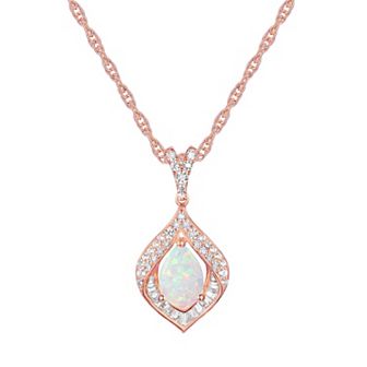 14k Rose Gold Over Silver Lab-Created Opal Pendant