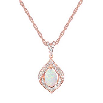 MASTERPIECE 14k Rose Gold Over Silver Lab-Created Opal Pendant