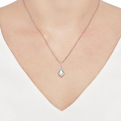 MASTERPIECE 14k Rose Gold Over Silver Lab-Created Opal Pendant