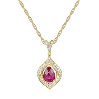 14k Gold Over Silver Lab-Created Ruby Pendant