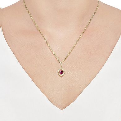 14k Gold Over Silver Lab-Created Ruby Pendant
