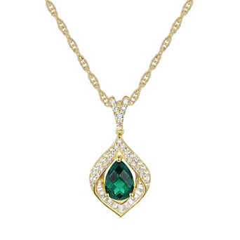 MASTERPIECE 14k Gold Over Silver Lab-Created Emerald Pendant