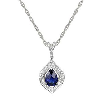 Sterling Silver Lab-Created Sapphire Pendant