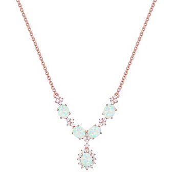 14k Rose Gold Over Silver Lab-Created Opal Necklace