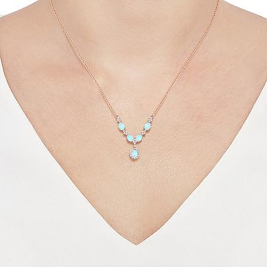 14k Rose Gold Over Silver Lab-Created Opal Necklace