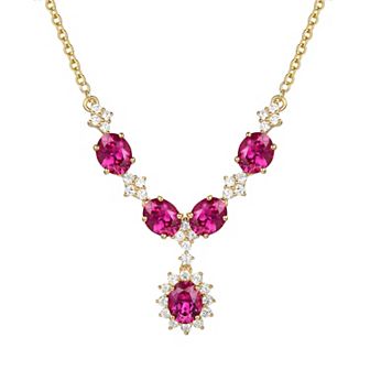 14k Gold Over Silver Lab-Created Ruby Necklace