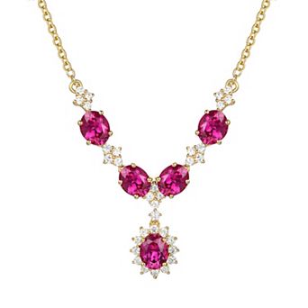 MASTERPIECE 14k Gold Over Silver Lab-Created Ruby Necklace
