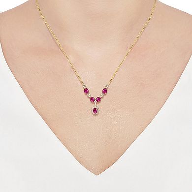 14k Gold Over Silver Lab-Created Ruby Necklace