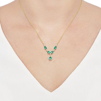 MASTERPIECE 14k Gold Over Silver Lab-Created Emerald Necklace