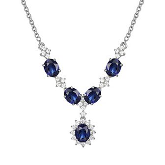 Sterling Silver Lab-Created Sapphire Necklace
