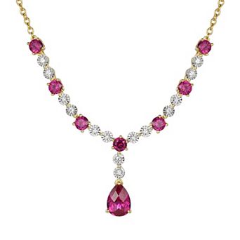 MASTERPIECE 14k Gold Over Silver Lab-Created Ruby Teardrop Necklace