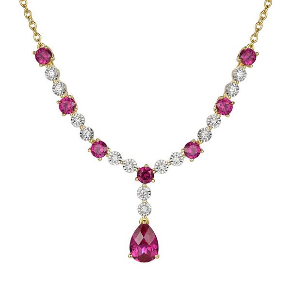 14k Gold Over Silver Lab-Created Ruby Necklace