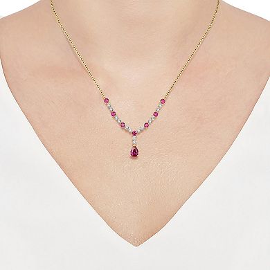 14k Gold Over Silver Lab-Created Ruby Necklace