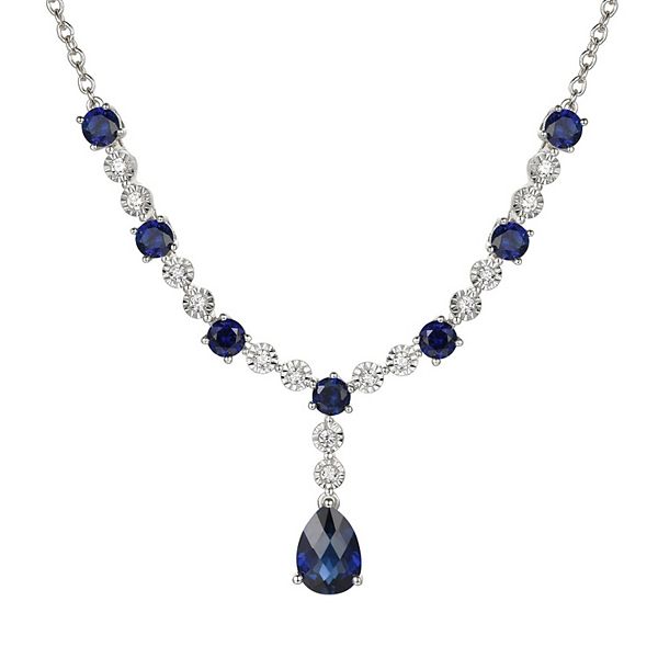 Sterling Silver Lab-Created Sapphire Necklace