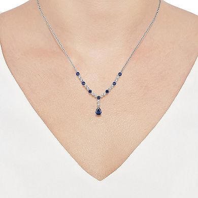 Sterling Silver Lab-Created Sapphire Necklace