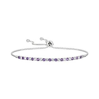 Sterling Silver Amethyst & Lab-Created White Sapphire Bracelet