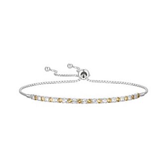 Sterling Silver Citrine & Lab-Created White Sapphire Bracelet