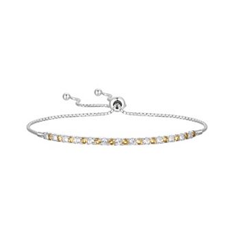 Sterling Silver Citrine & Lab-Created White Sapphire Bracelet