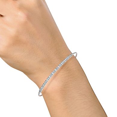 Sterling Silver Lab-Created Opal & White Sapphire Bolo Bracelet
