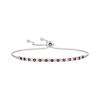 Sterling Silver Garnet & Lab-Created White Sapphire Bracelet