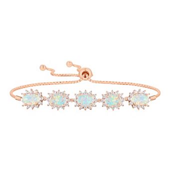 MASTERPIECE 14k Gold Over Silver Lab-Created Opal & White Sapphire Bolo Bracelet