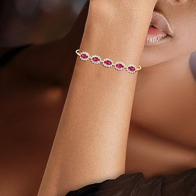 14k Gold Over Silver Lab-Created Ruby & White Sapphire Bolo Bracelet