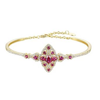 MASTERPIECE 14k Gold Over Silver Lab-Created Ruby Bangle