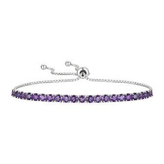 Sterling Silver Amethyst Bolo Bracelet