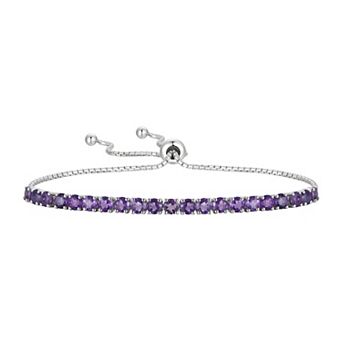 Sterling Silver Amethyst Bolo Bracelet