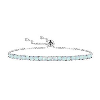Sterling Silver Lab-Created Opal Bolo Bracelet