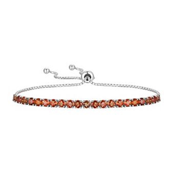 Sterling Silver Garnet Bolo Bracelet