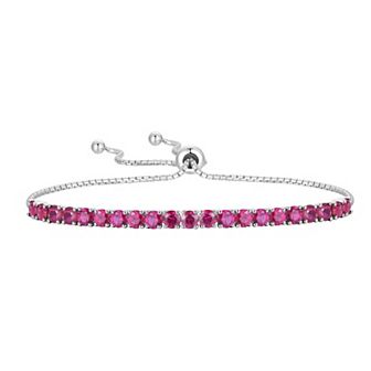 Sterling Silver Lab-Created Ruby Bolo Bracelet