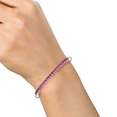 Sterling Silver Lab-Created Ruby Bolo Bracelet