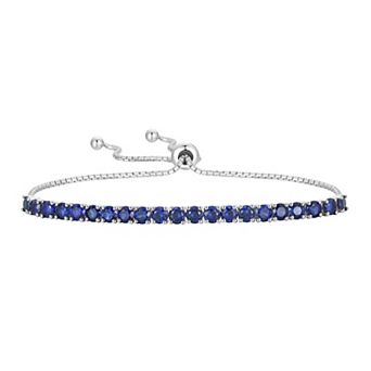 Sterling Silver Lab-Created Sapphire Bolo Bracelet