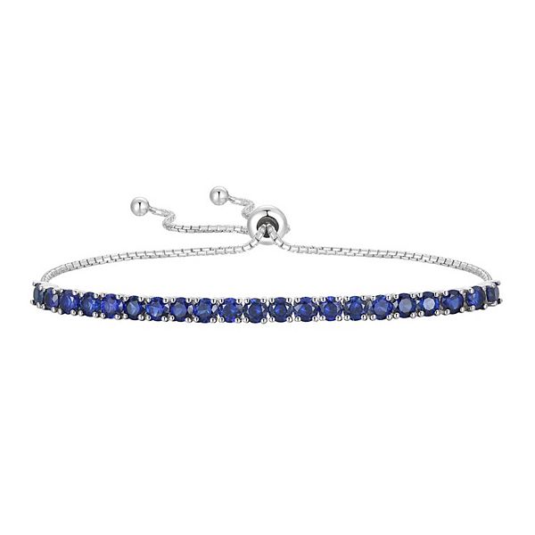 Sterling Silver Lab-Created Sapphire Bolo Bracelet