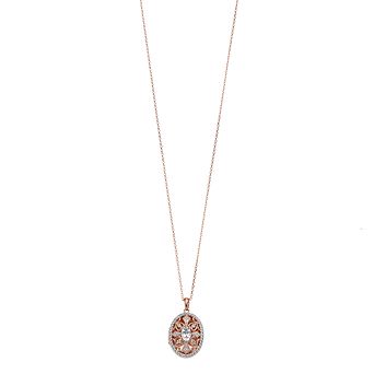 LeRose by Lexi and Rose 10k Rose Gold Aquamarine And White Topaz Filigree Locket Pendant Necklace