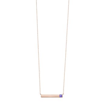 10K Rose Gold Tanzanite Bar Necklace